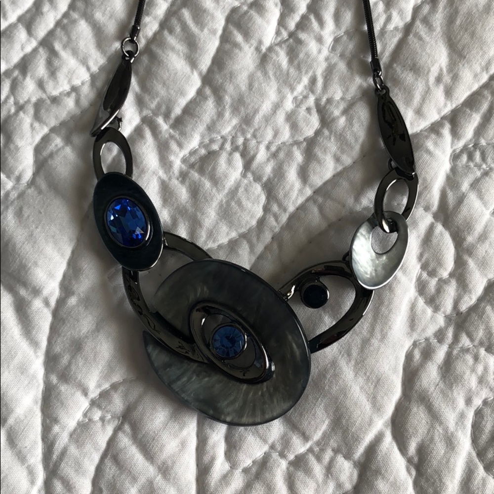 Deep gray/silver necklace and earring set